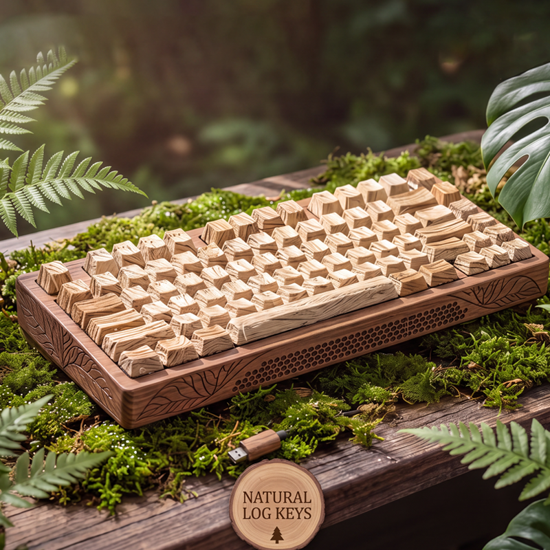 Natural Handcrafted Wooden Mechanical Keyboard