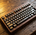 Vintage Metal Mechanical Keyboard with Wooden Frame